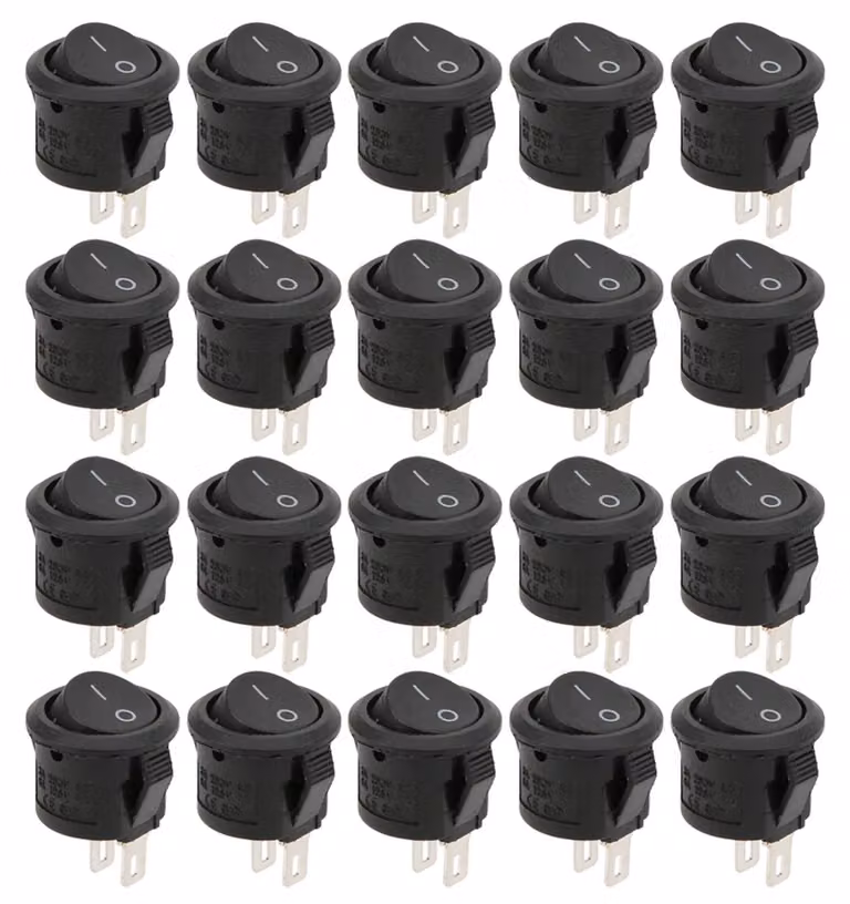 Interruttore a pulsante a 2 pin, on/off, 20A, 250V, 16mm, confezione da 20 pezzi