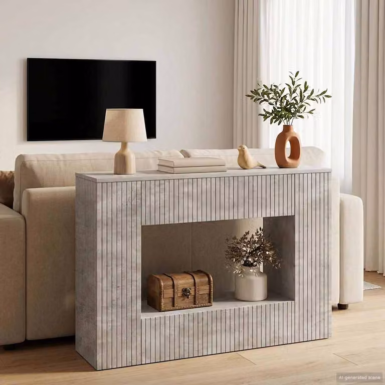 vidaXL Tavolo consolle moderno in MDF Grigio L: 101 cm, P: 29 cm, H: 74 cm