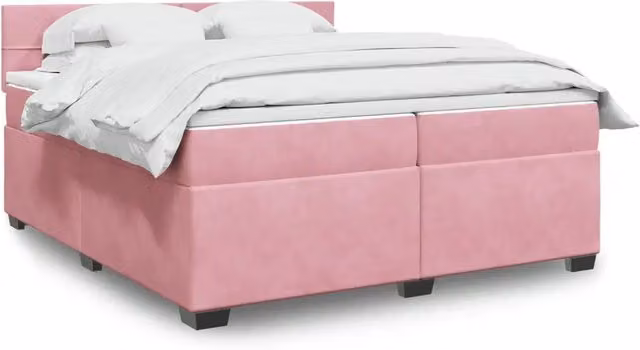 vidaXL Letto Ibrido in Velluto Rosa e Bianco con Illuminazione Sotto il Letto e Porta USB L/P/H: 200 x 200 x 76,5 cm