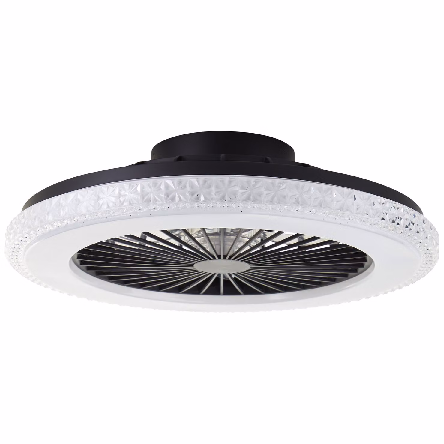 BRILLANTE plafoniera nera per ventilatore BADRIA | Ø 49cm | 40W 4700 lumen da 3000 a 6500 lumen | plastica/metallo