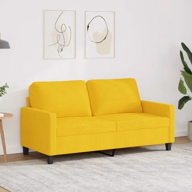 Divano a 2 Posti Giallo Chiaro 140 cm in Tessuto 359168