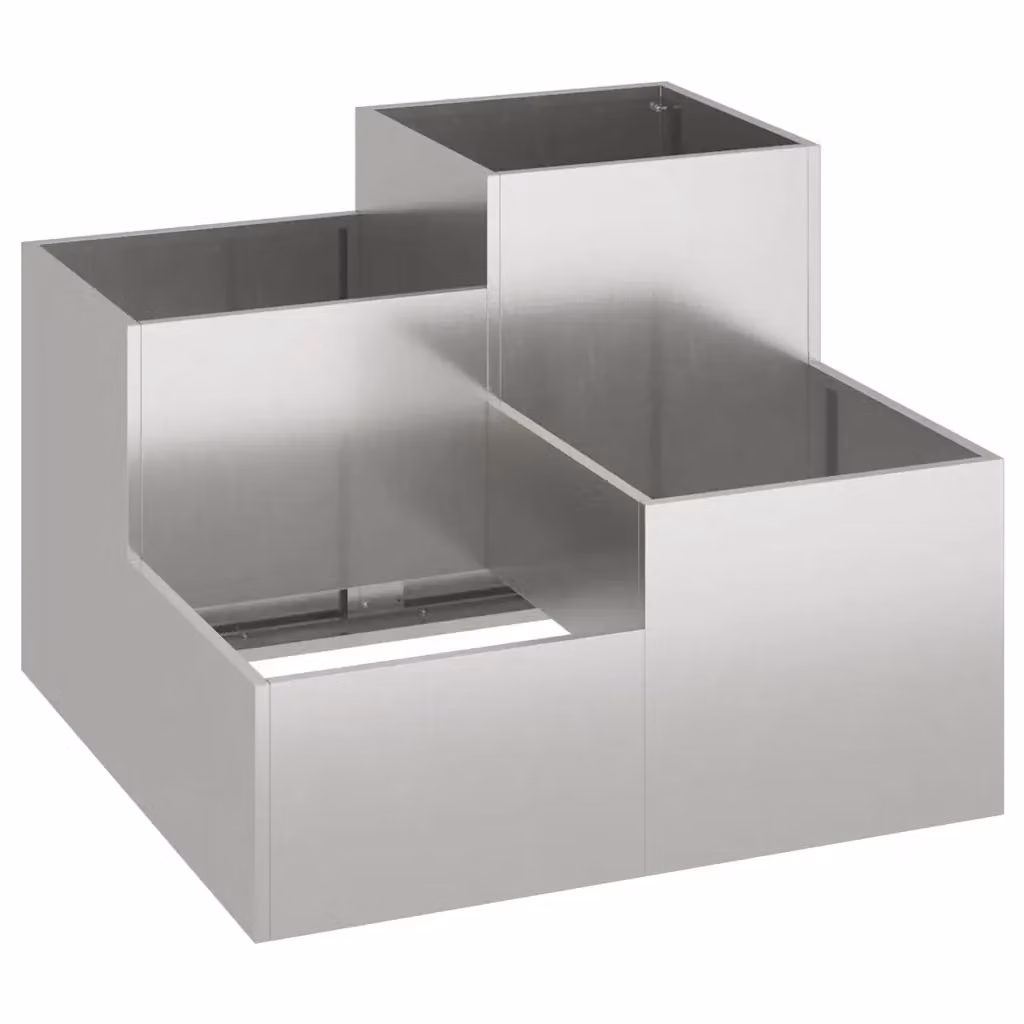 vidaXL Vaso da giardino in acciaio inossidabile Argento L: 100 cm, P: 100 cm, H: 60 cm – 2