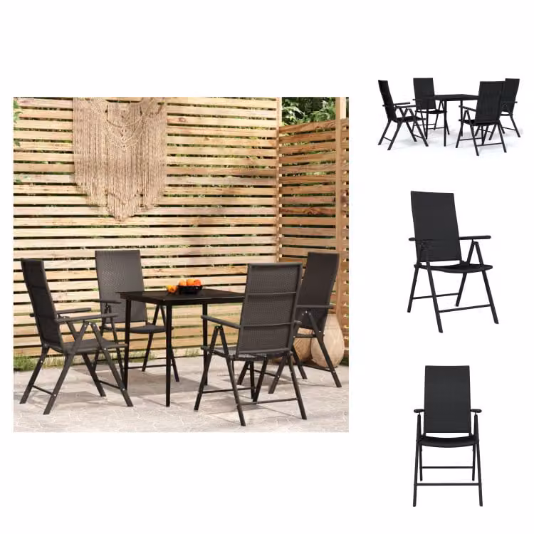 vidaXL Set da pranzo da giardino 5 pezzi nero - Set di mobili da giardino