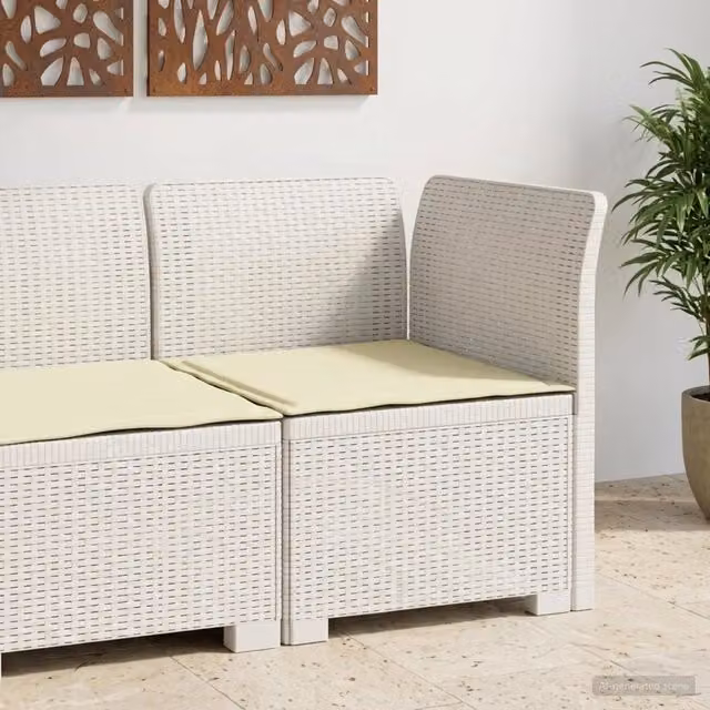 Divano da giardino a 1 posto con cuscino in rattan bianco per esterno e balcone