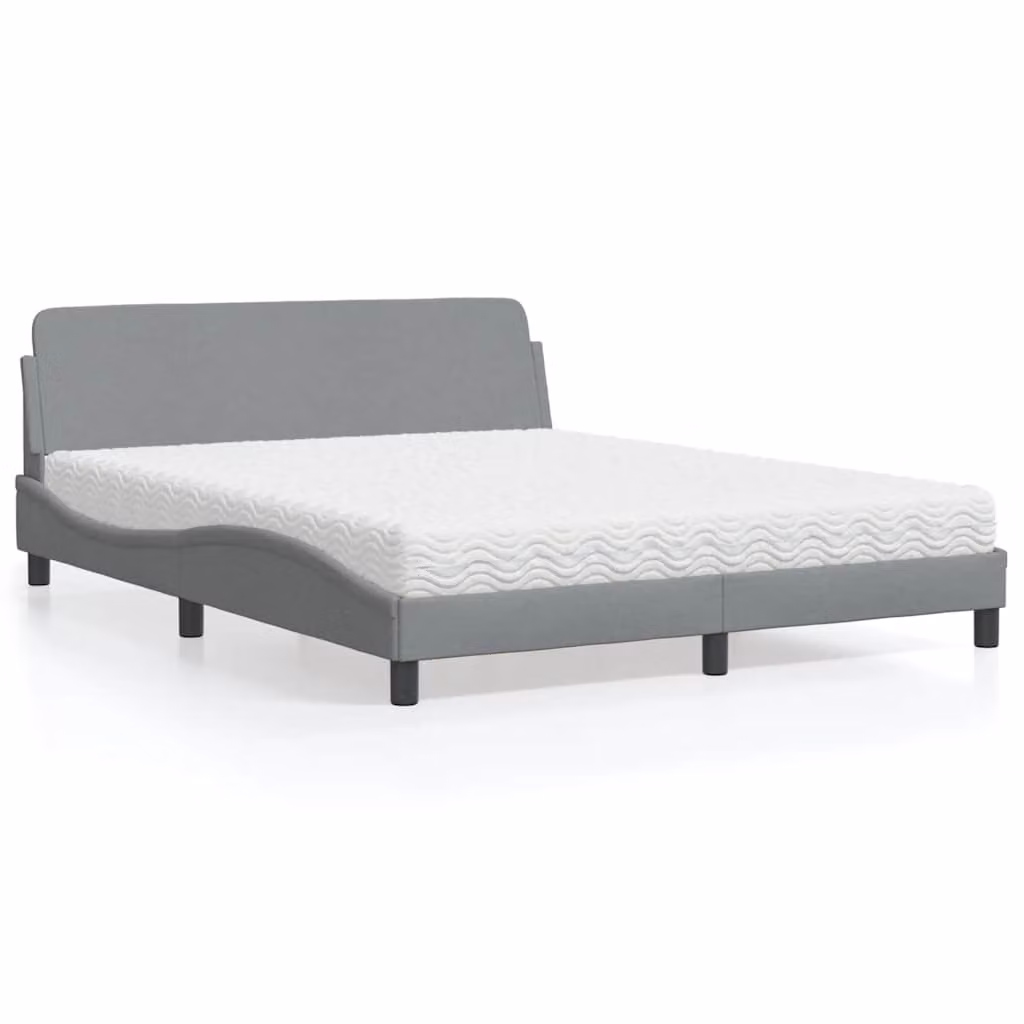 Letto con Materasso Dover vidaXL Grigio Chiaro e Bianco L/P/H: 218 x 160 x 74,5 cm