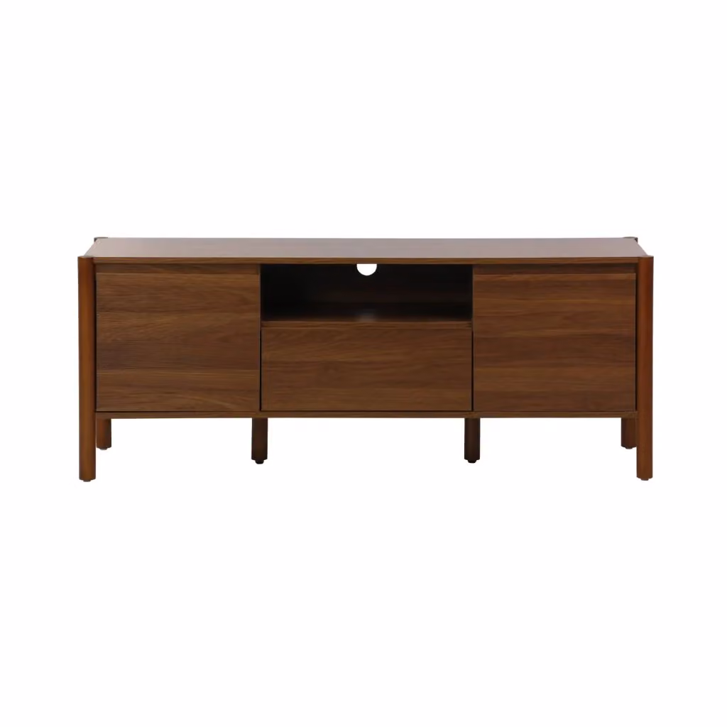 Mobile TV moderno Sweeek in legno e MDF color noce con 2 ante e 1 cassetto L: 140 cm, P: 42 cm, H: 55 cm – 2