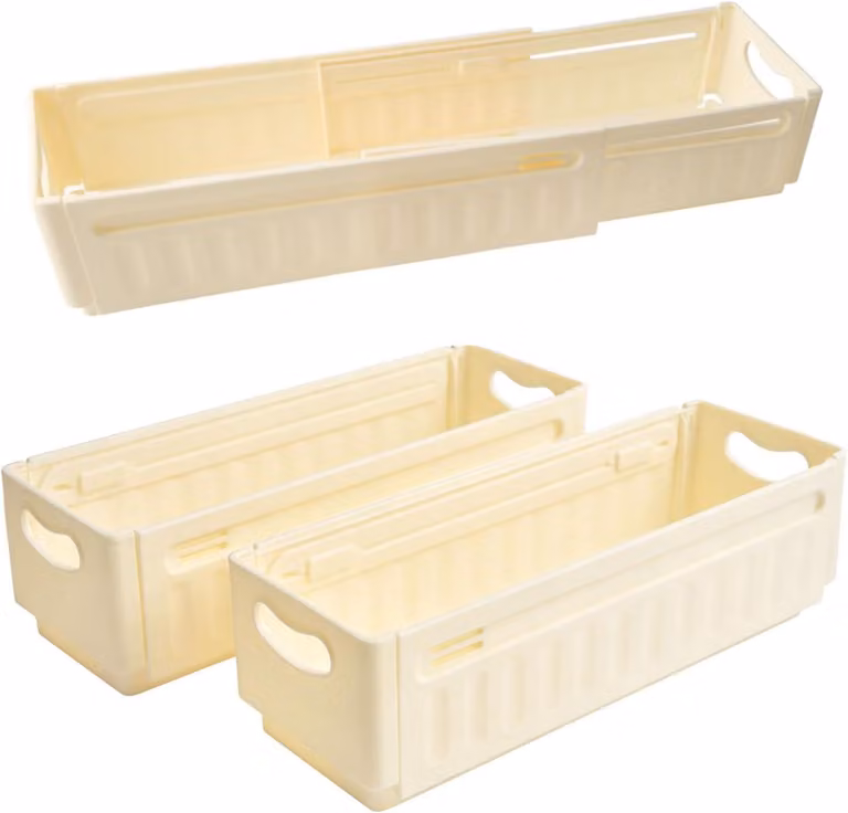 Contenitori in plastica, regolabili da 28 a 48 cm, set da 3, impilabili, ideali per cucina e bagno