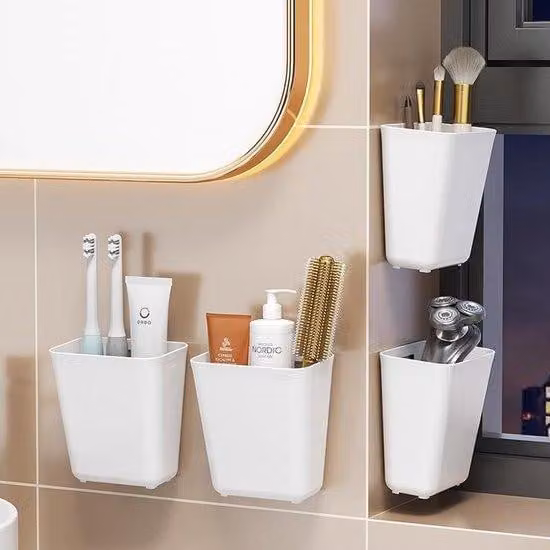 Confezione da 4 contenitori adesivi da cucina per il bagno e il frigorifero – oggetti di piccole dimensioni
