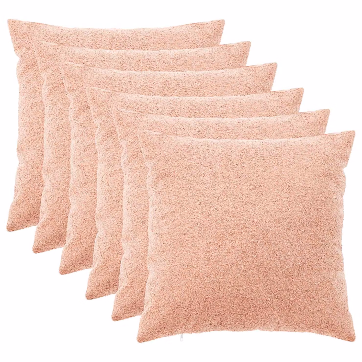 Set di 6 federe vidaXL HEERLEN rosa in tessuto bouclé, L 55 x P 55 cm
