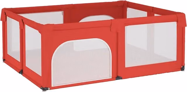 Box per Bambini con 2 Porte Rosso in Tessuto Oxford CFW4436664 L: 190 cm, P: 150 cm, H: 70 cm