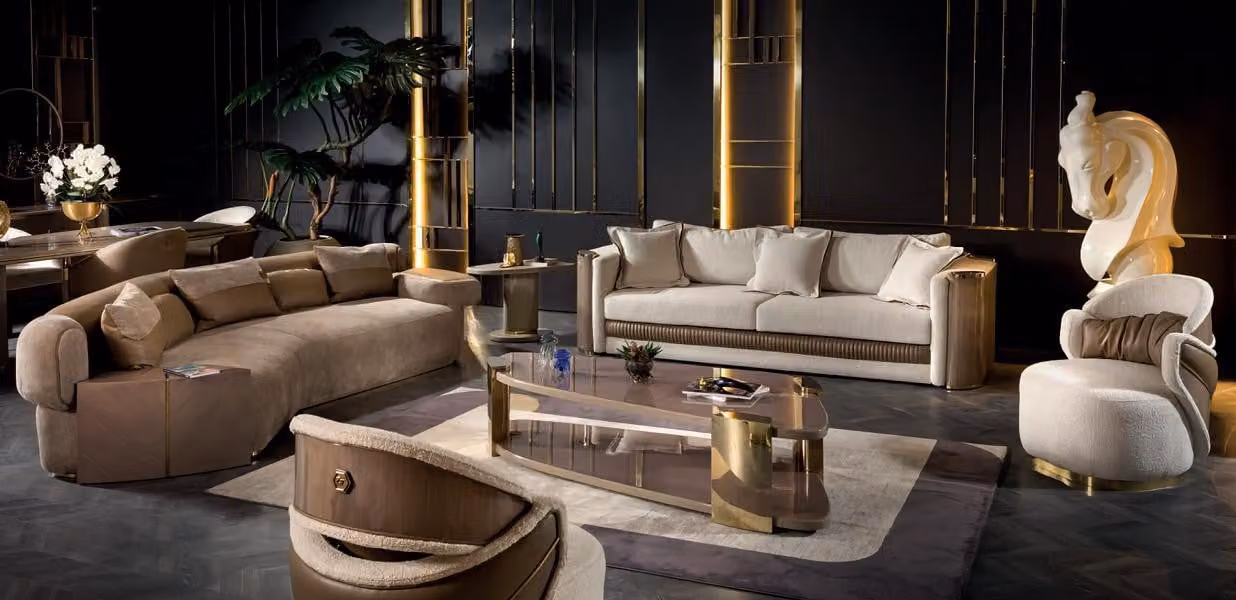 Sofa Set 5tlg Sessel Luxus Wohnzimmer Design Polster Moderne Stoff Möbel