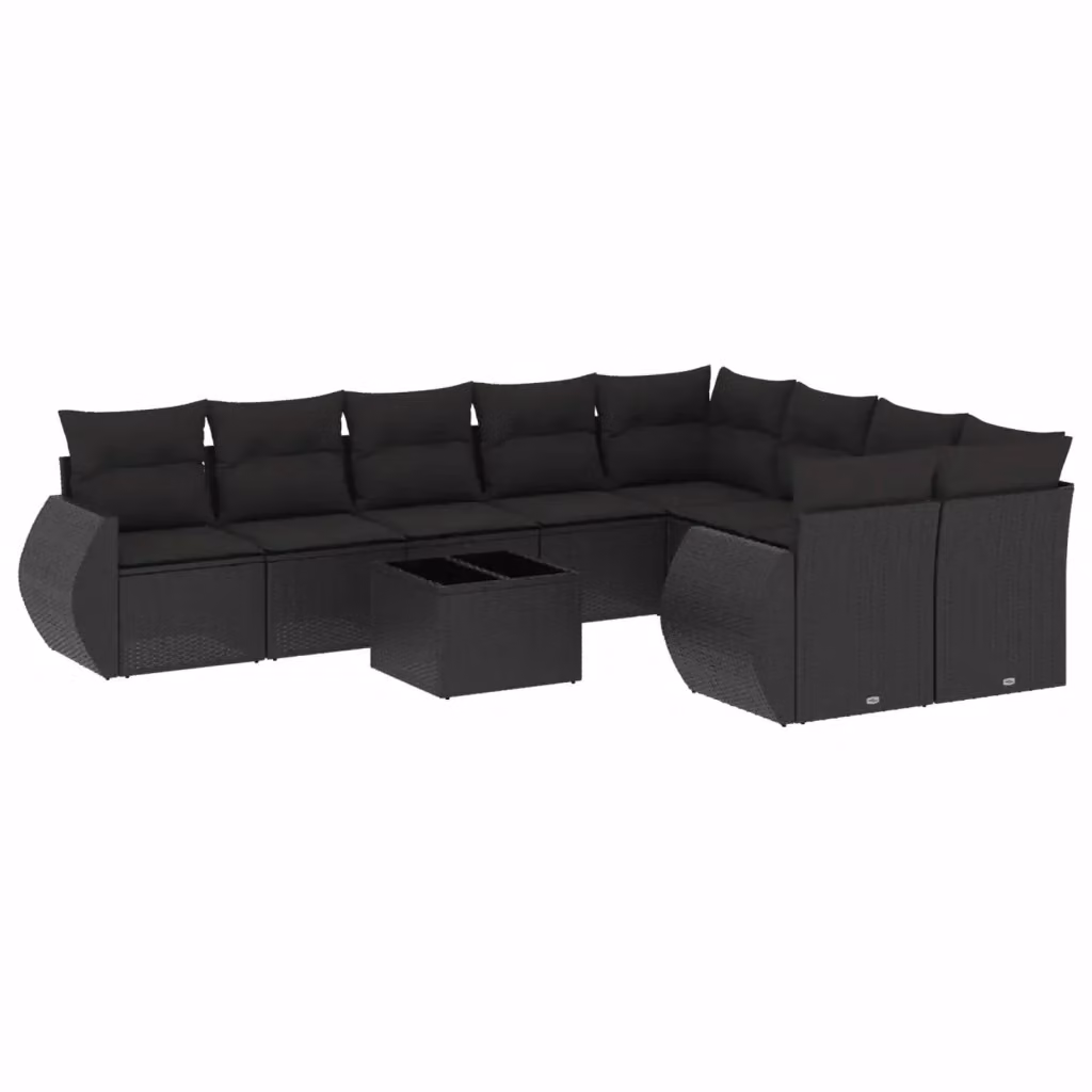 Set di Divani da Giardino vidaXL 10 Pezzi con Cuscini e Tavolino, Polyrattan e Metallo Nero – 2