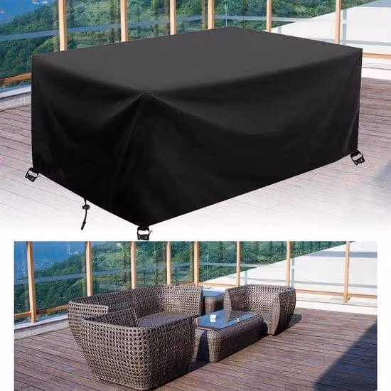 Terrashoes - Coperture impermeabili e resistenti ai raggi UV per mobili da giardino - 74x132x213 cm - Nero