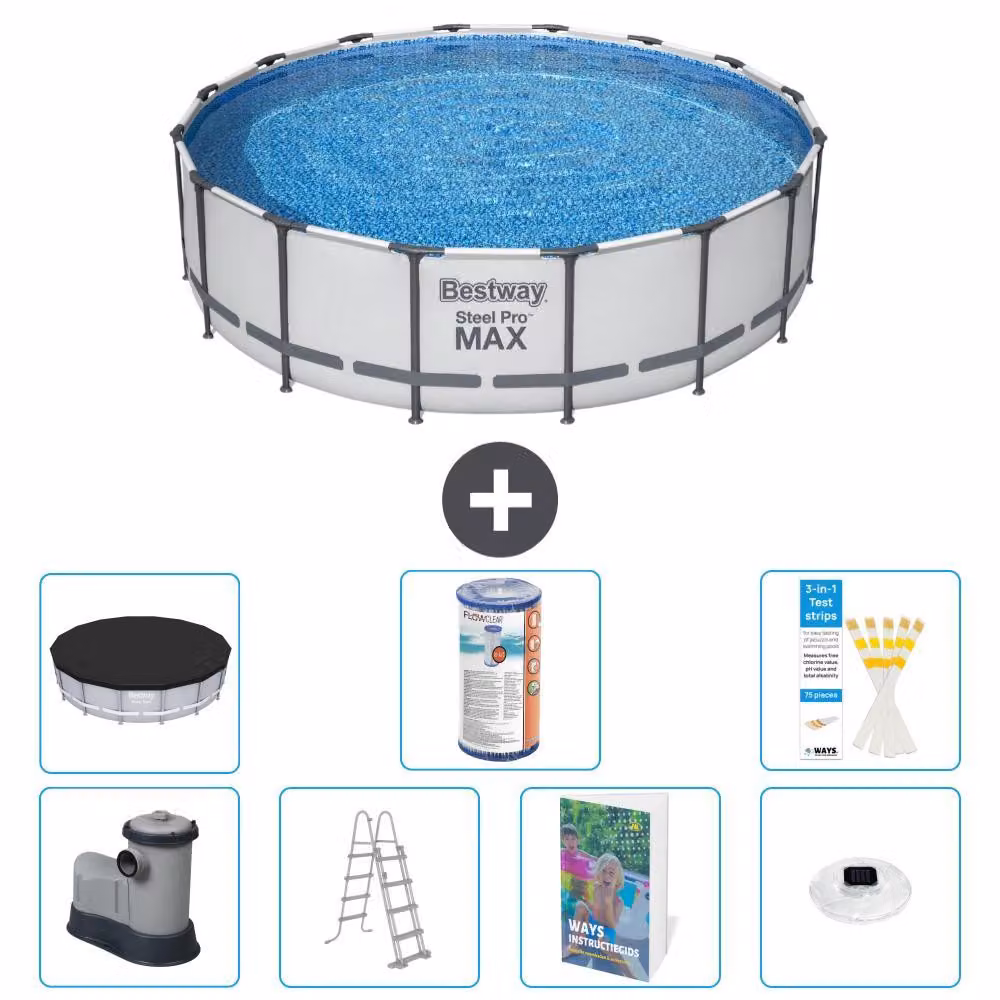 Piscina gonfiabile Bestway Steel Pro MAX, rotonda, 488x122 cm, composta da 6 parti, modello S622