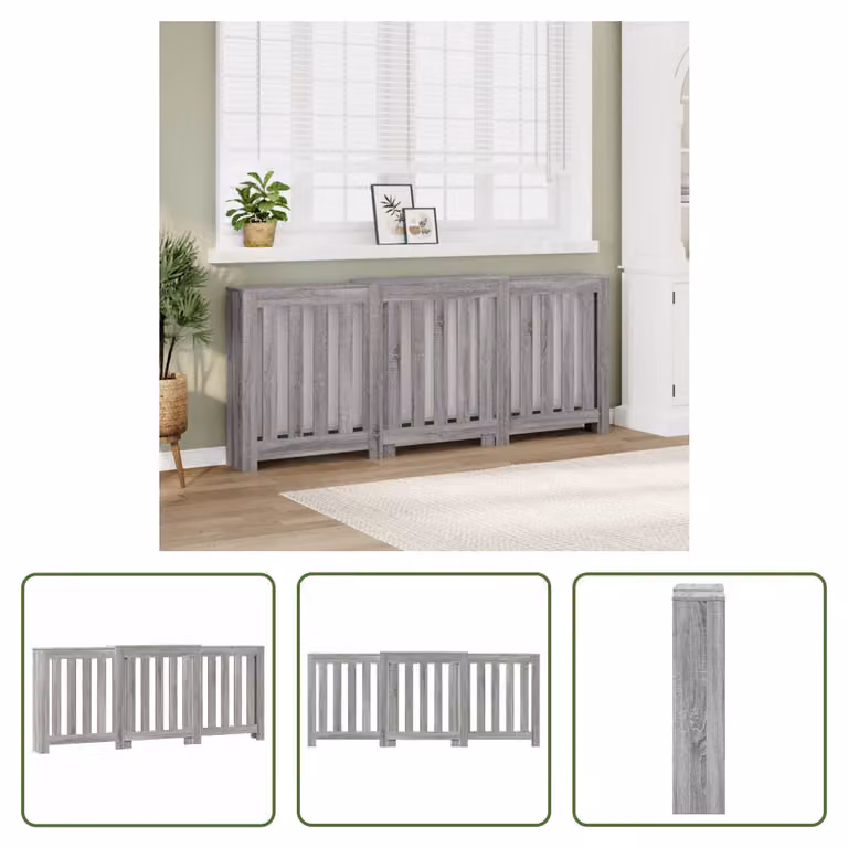 The Living Store Rivestimento per radiatori Grigio Sonoma 205x21,5x83,5 cm