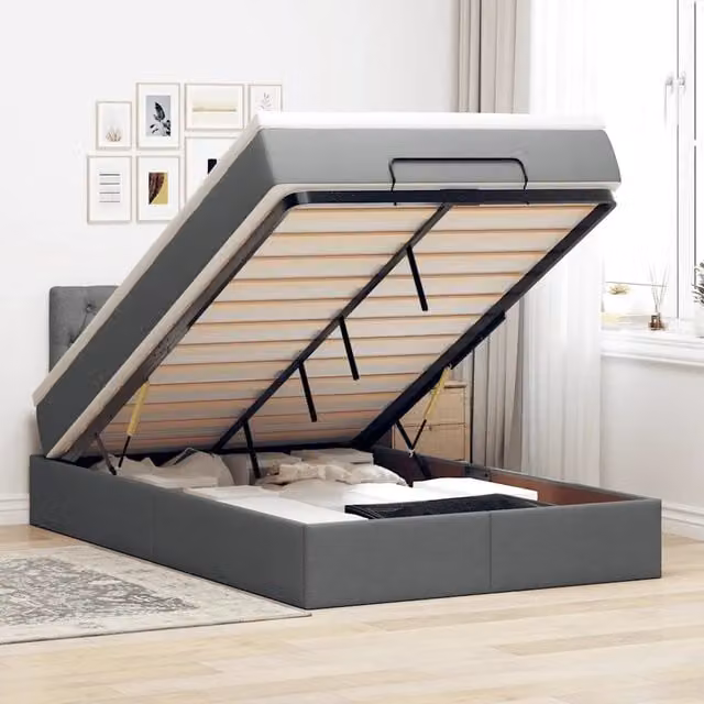 Pouf Letto con Materasso e LED vidaXL Grigio e Bianco L: 120 cm, P: 200 cm, H: 88 cm