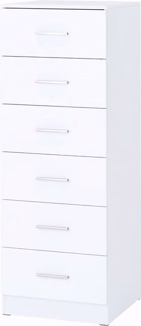 Cassettiera Alta HOMCOM con 6 Cassetti e Sistema Antiribaltamento, Bianco, L 40 cm x P 40 cm x H 110 cm