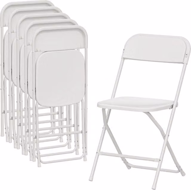 Set di 6 sedie pieghevoli impilabili Minimal in plastica e metallo, bianco, L/P/H: 45 x 49 x 79.5 cm