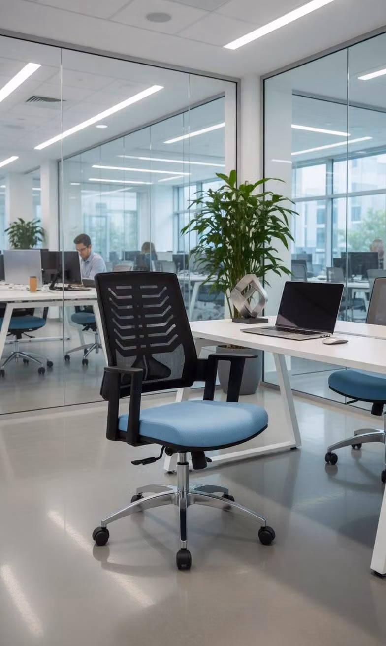 Sedia da ufficio ergonomica con schienale in rete e struttura in metallo robusta