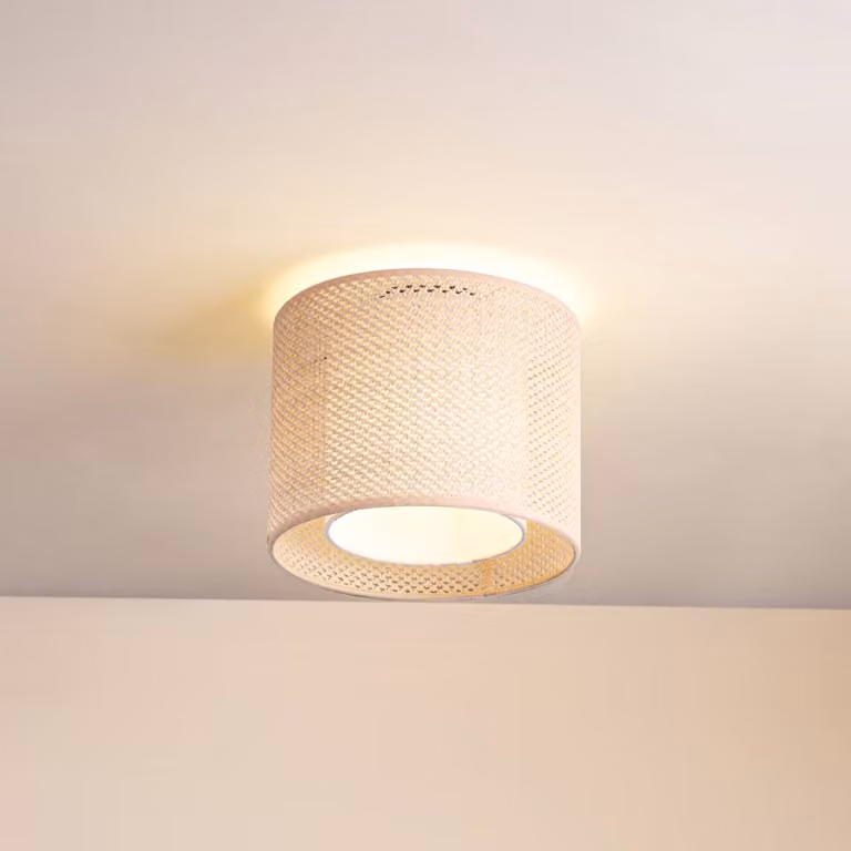 Plafoniera soffitto Soula Lindby, dimmerabile, Crema / Ambra, Soggiorno / Sala da pranzo, Plastica, Campagna / Rustiche, Plafoniera