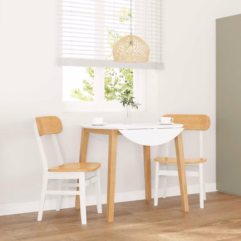 Set di 2 sedie da pranzo moderne vidaXL in legno di Hevea bianco lacca