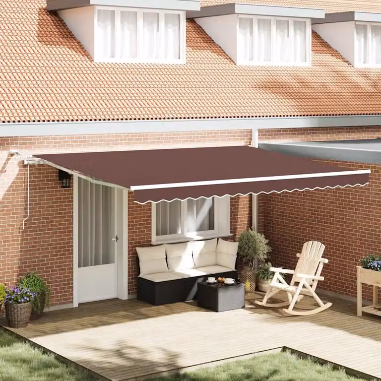 vidaXL Tenda da Sole Retrattile Automatica con LED e Telecomando, Marrone, L: 450 cm, P: 300 cm