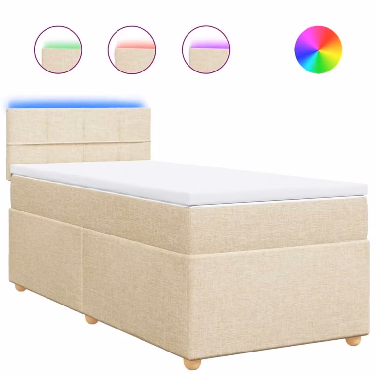 Giroletto a Molle con Materasso Crema 90x200 cm inTessuto