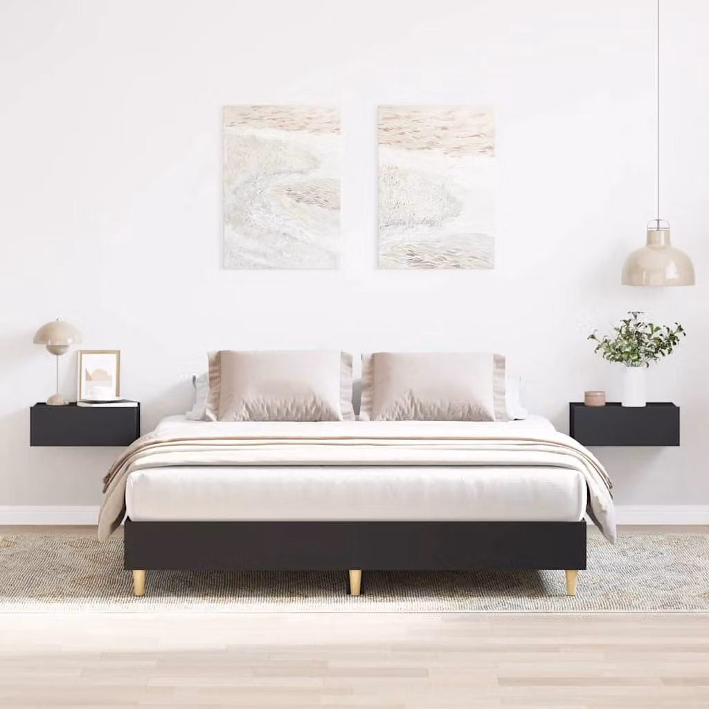 vidaXL Giroletto in legno multistrato nero con doghe composite L/P: 150 x 200 cm