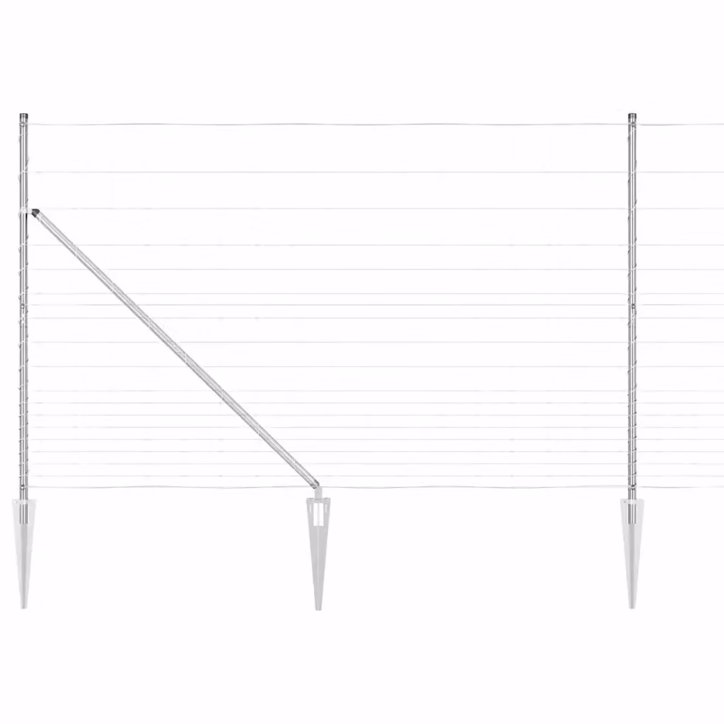 Recinzione in rete saldata con punte vidaXL in acciaio zincato argento, L: 25 m, H: 1,5 m – 2