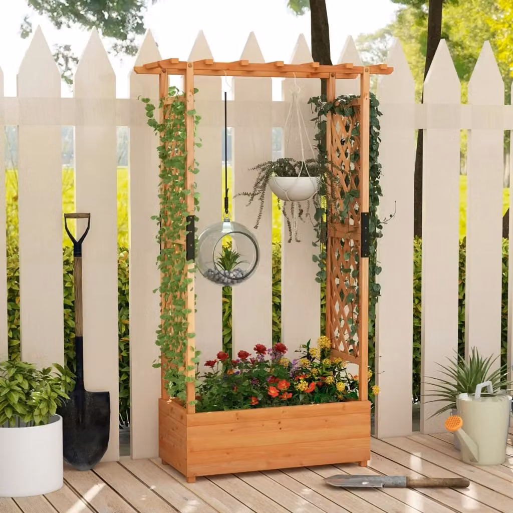 Fioriera rialzata con grigliato per piante rampicanti Design Mania, Arancione, L: 110 cm, P: 44 cm, H: 182 cm – 2