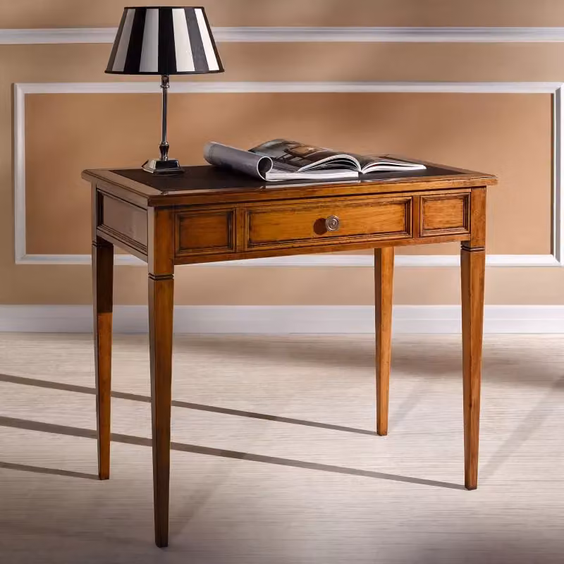 Scrivania classica in legno di faggio color marrone con 1 cassetto e 1 tiretto Mobili 2G L: 90 cm, P: 53 cm, H: 80 cm – 2
