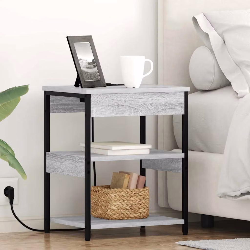 vidaXL Armadio da Notte Grigio Opaco L: 41 cm, P: 31 cm, H: 51 cm