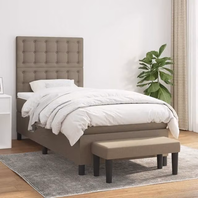 Letto Ibrido con Materasso vidaXL in Tessuto Beige e Bianco L/P/H: 90 x 200 x 25 cm – 1