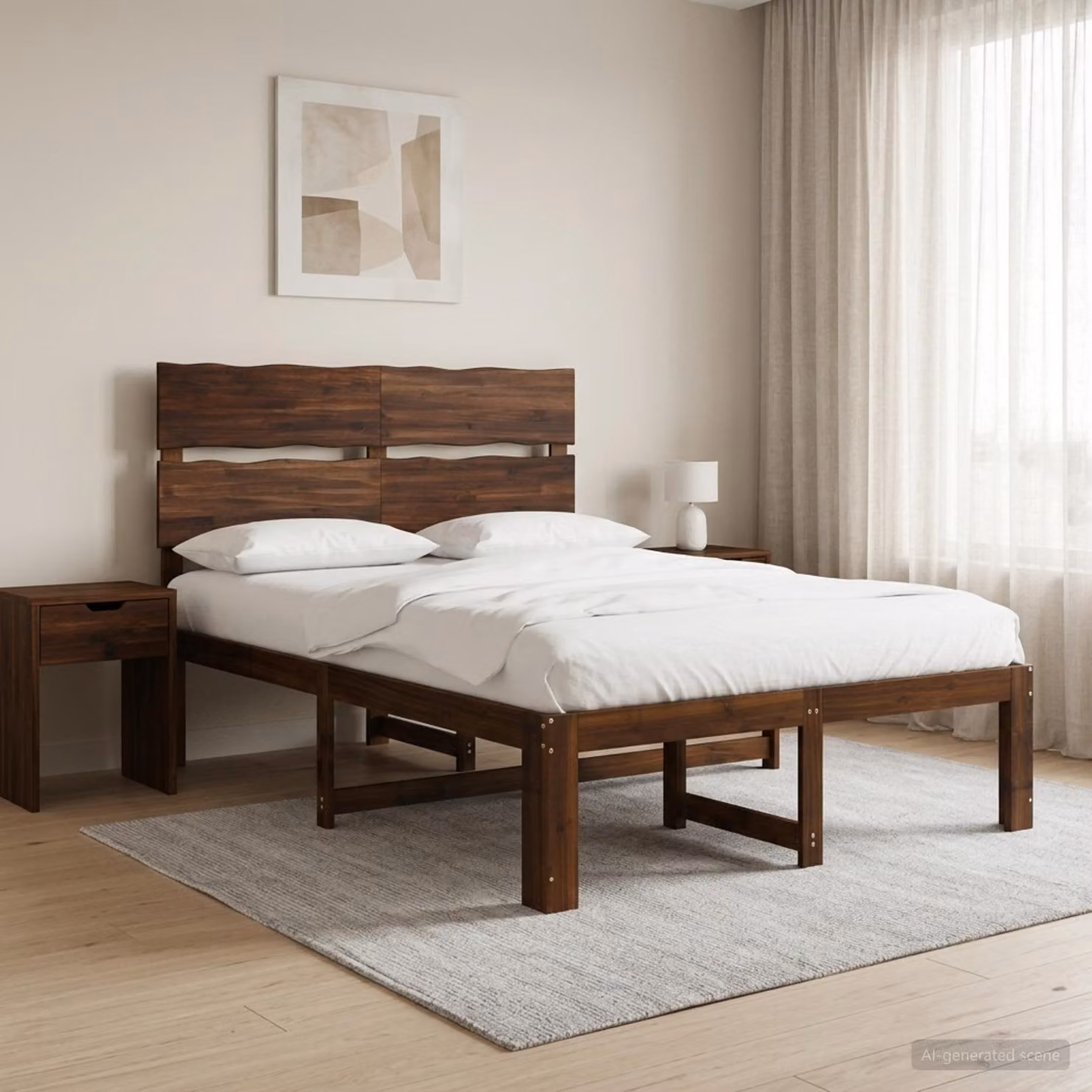 Letto matrimoniale vidaXL ROSTOCK in legno di acacia marrone con testiera, L/P/H: 124 x 200 x 115 cm