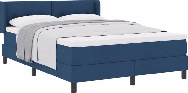 Letto boxspring VidaXL con cuscini e testiera, blu, 190 x 140 cm, tessuto