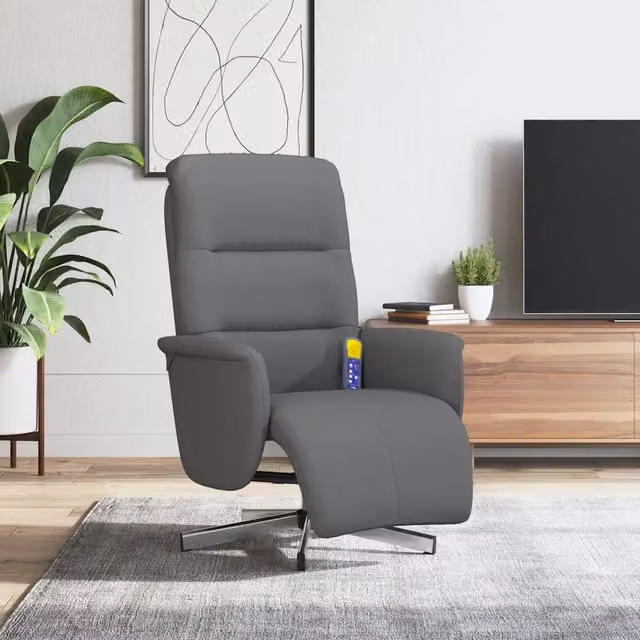 Poltrona Reclinabile Relax vidaXL Grigia con Braccioli e Base Girevole 360 Gradi