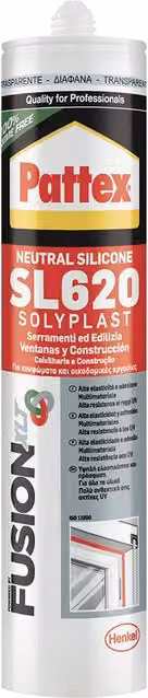 Sigillante Silicone Neutro Pattex Solyplast Trasparente per Edilizia e Serramenti, Confezione da 25 pezzi da 300 ml ciascuno