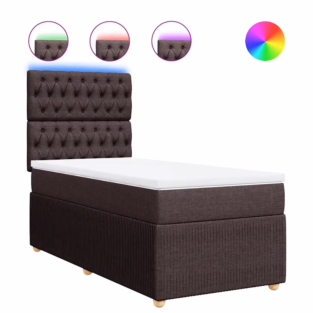 Letto Ibrido con Materasso vidaXL in Tessuto Marrone e Bianco L/P/H: 200 x 90 x 150,5 cm – 2