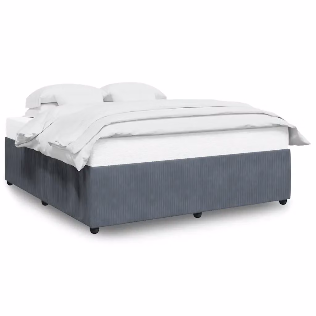 vidaXL Giroletto in Velluto Grigio con Doghe in Legno L: 180 cm, P: 200 cm – 2