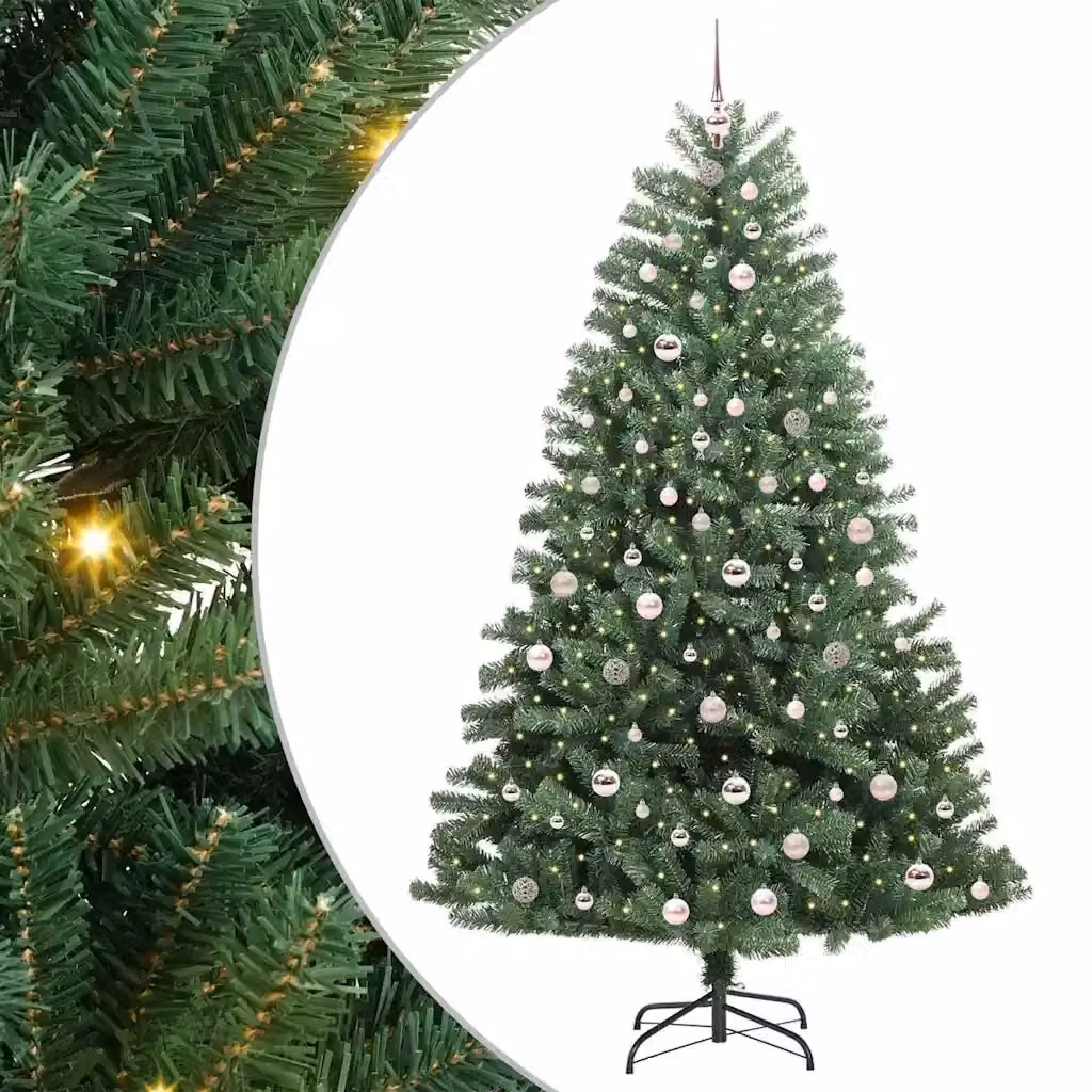 Albero di Natale artificiale verde con luci LED warm white vidaXL Altezza: 210 cm – 2