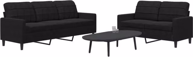 Set di Divani 2 pz con Cuscini Nero in Velluto 3278396