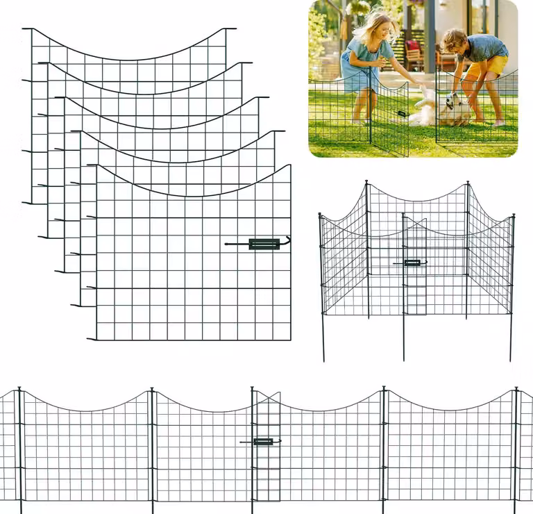 Izrielar 5X Recinzione per laghetto Recinzione metallica Elementi di recinzione Arco inferiore Recinzione da giardino Cancello da giardino Recinzione Arco inferiore Verde
