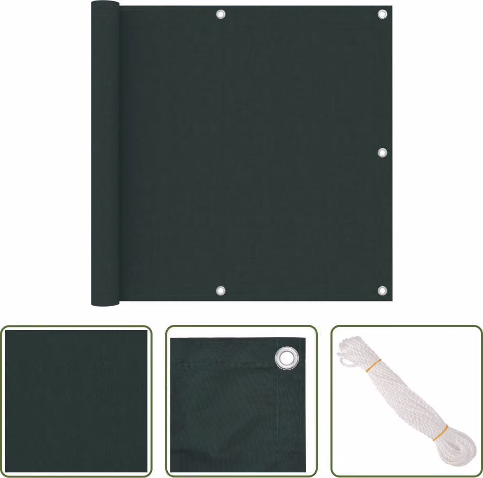 The Living Store Schermo privacy per balconi verde scuro 90x500 cm Tessuto Oxford