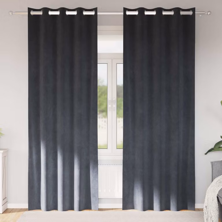 Set di 2 tende oscuranti vidaXL in velluto grigio antracite, L: 140 cm, H: 260 cm