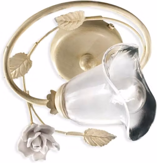 Plafoniera Classica Siena Metallo E Ceramica Bianco Sfumato Oro 1 Luce E14