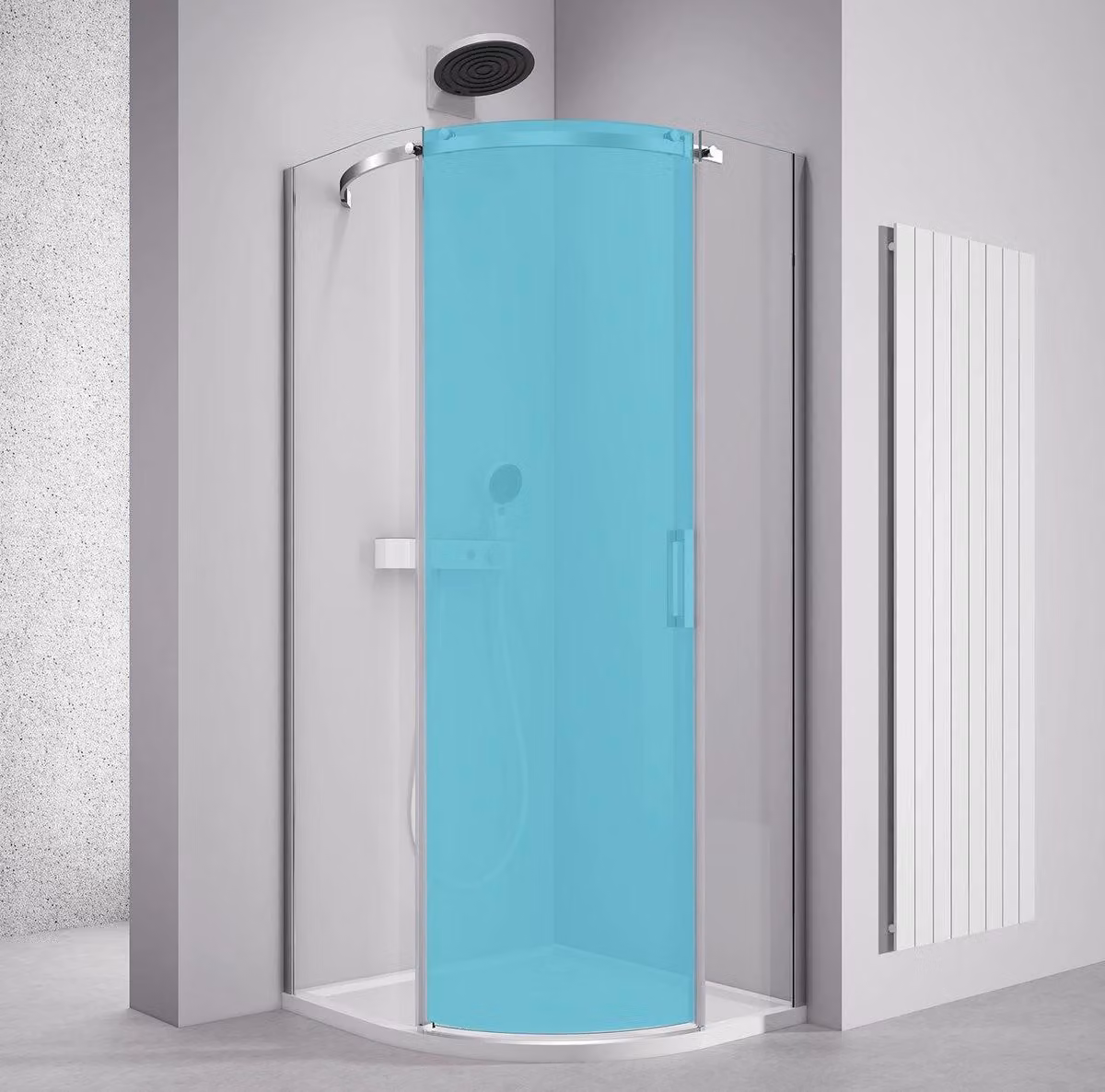Polysan THRON, elemento per box doccia a forma di quarto di cerchio, dimensioni 900x900 mm, vetro trasparente, lato sinistro