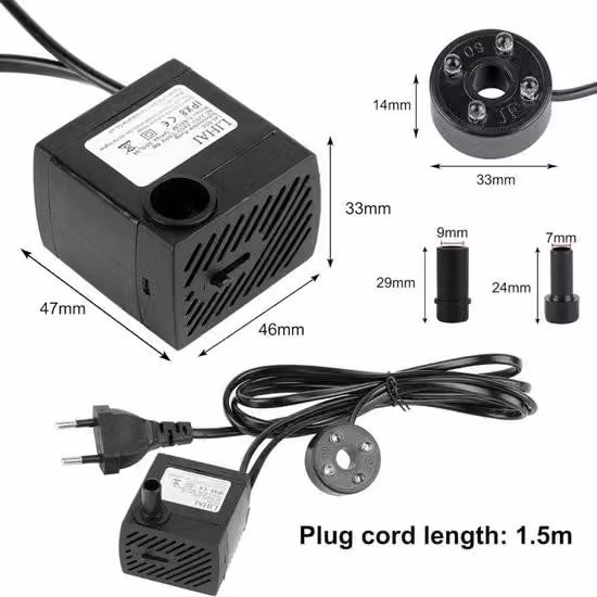 Pompa per fontane - Pompa per laghetti - Pompa per fontane per laghetti - 350 l/h - Pompa per fontane