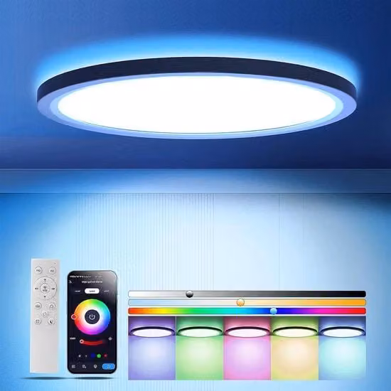 Lampada da soffitto LED RGB bianca con telecomando, impermeabile IP44, ideale per bagno, cucina o camera da letto, diametro: 30 cm