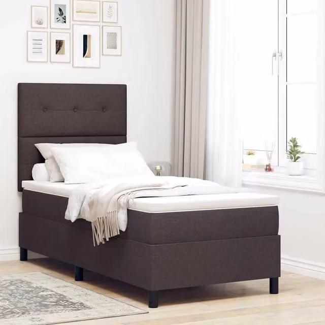 Letto moderno vidaXL con molle a tasche, cassetti e porta USB, colore marrone, L/P: 100 x 200 cm