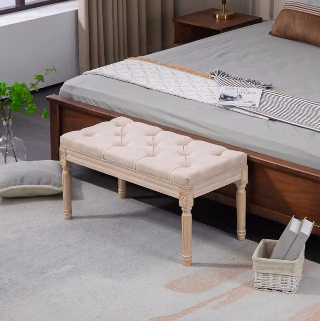 Panca imbottita vintage beige 80x40x43 cm, 120 kg